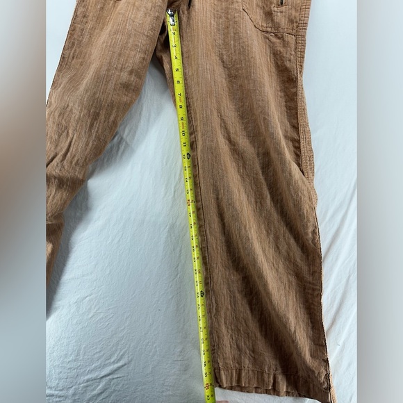 Athleta Cabo Linen Textured Wide Leg Pants Womens 16T Drawstring Tan Brown - Picture 7 of 10